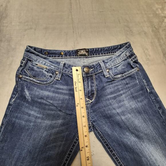 ReRock for Express Jeans Womens 6R Bootcut Stretch Distressed Embroidered Denim - Picture 8 of 11